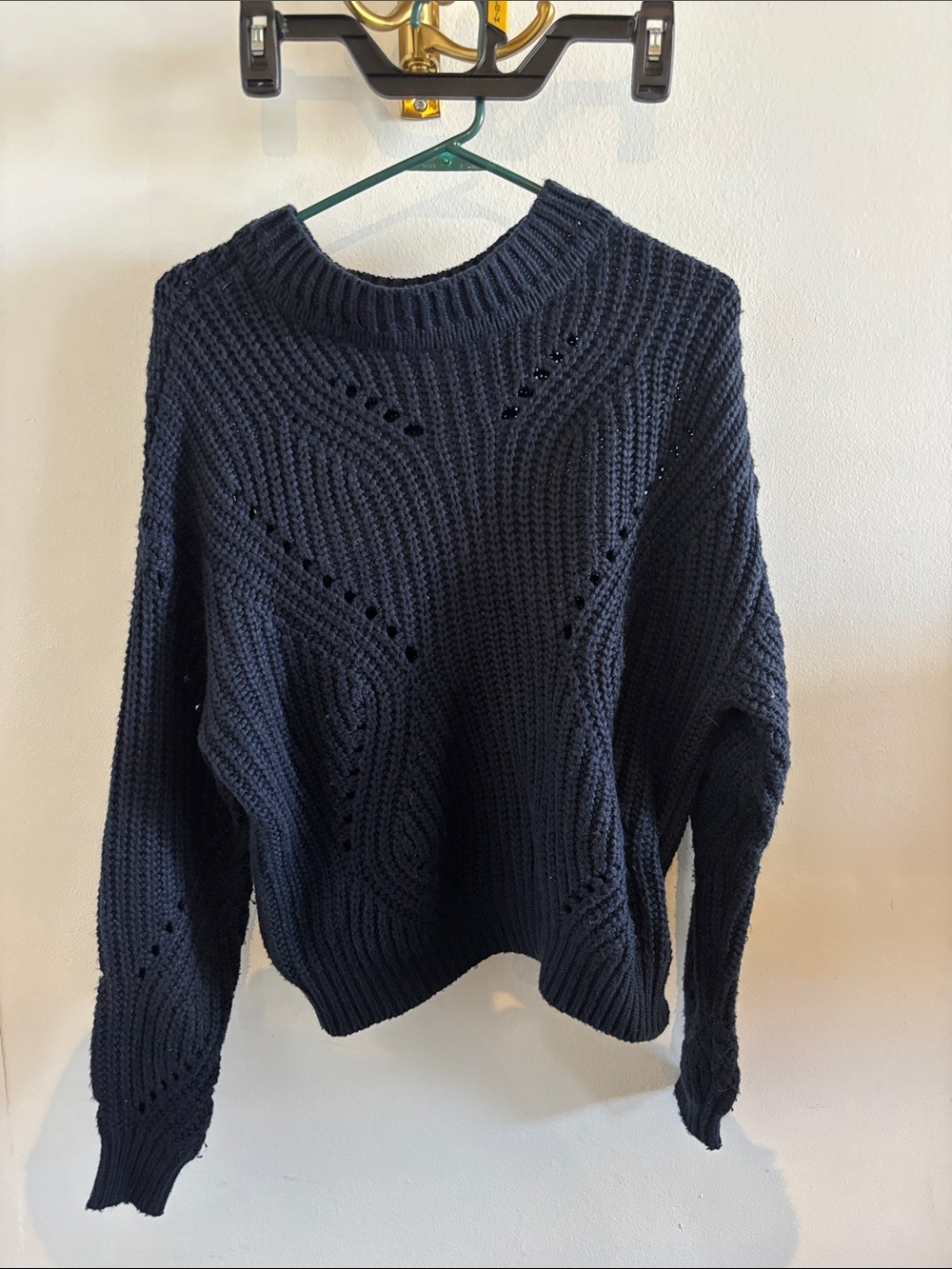 Armani Exchange Navy Ribbed Crewneck Sweater